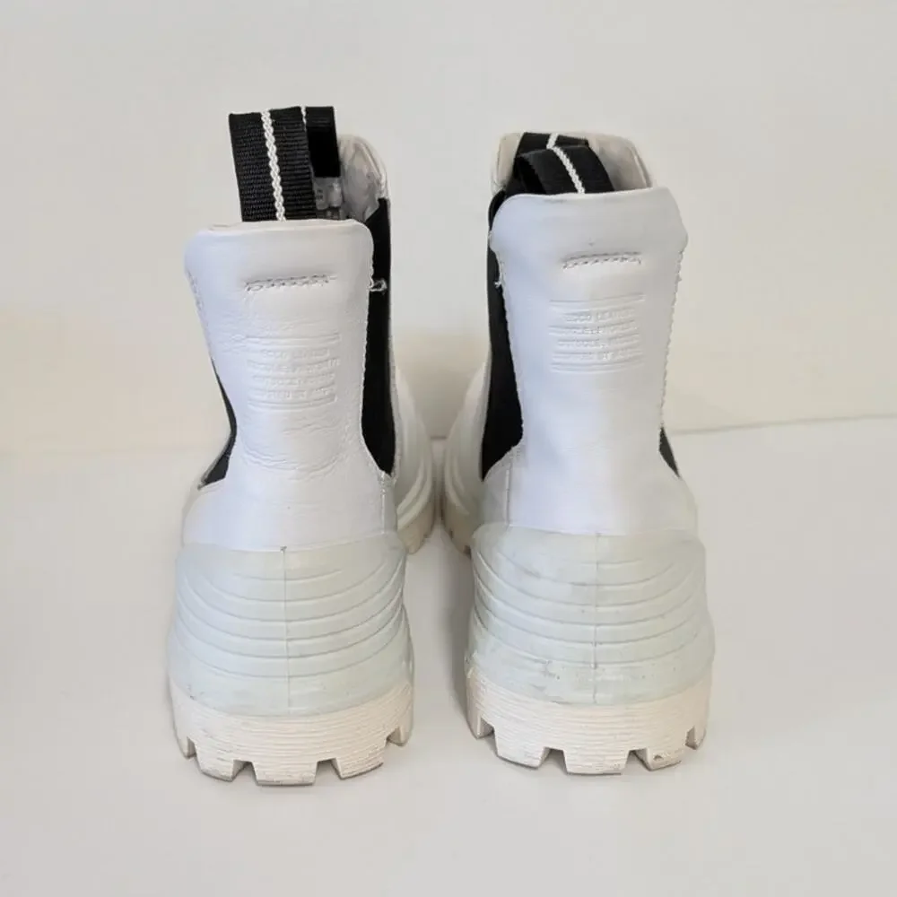 Ecco Tredtray W Leather Ankle Boots Womens EU40/US9-9.5 Ecru/Gray/White